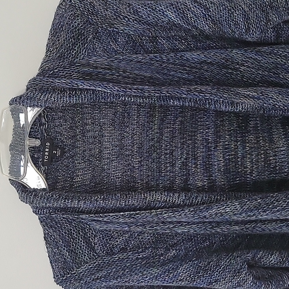 Torrid Navy Shawl Open Cardigan Sweater Size 2 (18/20) - Picture 2 of 7